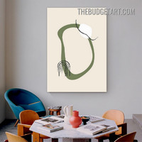 Curved Smudge Abstract Scandinavian Painting Picture Canvas Wall Art Print for Room Molding
