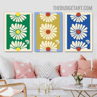 White Blossom Abstract Floral Modern Painting Picture 3 Panel Canvas Wall Art Prints for Room Garniture