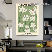 Flower Market Tokyo Typography Modern Painting Picture Canvas Wall Art Print for Room Outfit