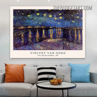 Starry Night Abstract Landscape Vintage Painting Picture Canvas Wall Art Print for Room Wall Flourish