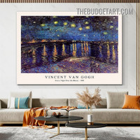 Starry Night Abstract Landscape Vintage Painting Picture Canvas Art Print For Room Wall Adornment