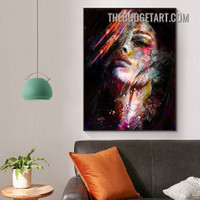 Colorful Female Face Abstract Figure Vintage Painting Picture Canvas Wall Art Print for Room Drape