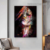 Colorful Female Face Abstract Figure Vintage Painting Picture Canvas Wall Art Print for Room Outfit