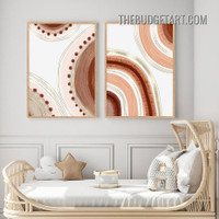 Winding Smudges Abstract Scandinavian Modern Painting Picture 2 Piece Canvas Wall Art Prints for Room Drape
