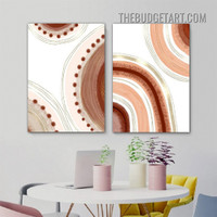 Winding Smudges Abstract Scandinavian Modern Painting Picture 2 Piece Canvas Wall Art Prints for Room Trimming