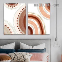 Winding Smudges Abstract Scandinavian Modern Painting Picture 2 Piece Canvas Wall Art Prints for Room Décor