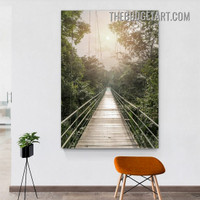 Wooden Bridge Naturescape Modern Painting Picture Canvas Art Print for Room Wall Garniture