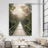 Wooden Bridge Naturescape Modern Painting Picture Canvas Art Print for Room Wall Equipment