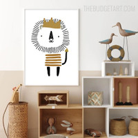 King Lion Animated Animal Modern Artwork Picture Canvas Print for Room Wall Ornament