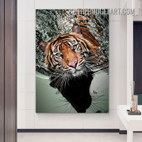 Tiger Face Wild Animal Modern Painting Picture Canvas Wall Art Print for Room Disposition