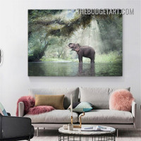 Big Elephant Wild Animal Modern Painting Picture Canvas Art Print for Room Wall Disposition