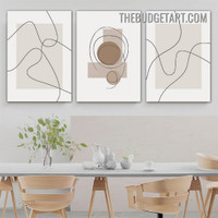 Wandering Lines Abstract Scandinavian Painting Picture 3 Panel Canvas Wall Art Prints for Room Trimming