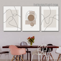 Wandering Lines Abstract Scandinavian Painting Picture 3 Piece Canvas Wall Art Prints for Room Outfit