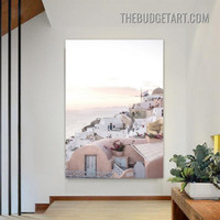 Seaside House Landscape Modern Painting Picture Canvas Wall Art Print for Room Getup