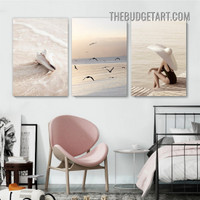 Birds Flying Scandinavian Painting Picture 3 Panel Canvas Art Prints for Room Wall Trimming