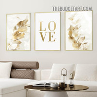 Love Typography Modern Painting Picture 3 Panel Canvas Wall Art Prints for Room Molding