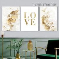Love Typography Modern Painting Picture 3 Panel Canvas Wall Art Prints for Room Drape