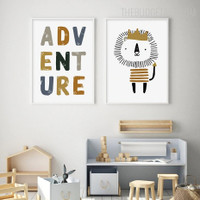 Lion Adventure Animal Modern Painting Portrait Canvas Print for Room Wall Tracery