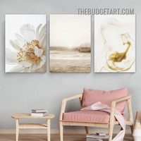Sea Waves Landscape Scandinavian Painting Picture 3 Panel Canvas Wall Art Prints for Room Trimming