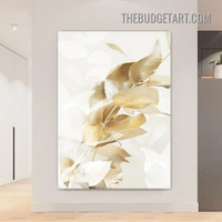 Glazy Leaves Abstract Botanical Modern Painting Picture Canvas Art Print for Room Wall Illumination