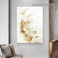 Golden Foliage Abstract Botanical Modern Painting Picture Canvas Art Print for Room Wall Garniture