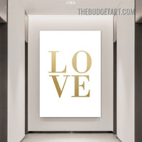 Golden Love Typography Modern Painting Picture Canvas Wall Art Print for Room Equipment