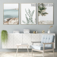 Ocean Stone Landscape Scandinavian Painting Picture 3 Piece Canvas Wall Art Prints for Room Garniture