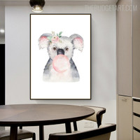 Koala Animal Watercolor Painting Image Canvas Print for Room Wall Outfit
