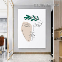 Curved Line Face Modern Painting Picture Abstract Canvas Wall Art Print for Room Assortment