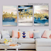 Golden Mackle Abstract Modern Painting Picture 3 Canvas Wall Art Prints for Room Garnish
