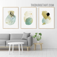 Roundabout Lines Abstract Watercolor Modern Painting Picture 3 Piece Canvas Wall Art Prints for Room Garnish