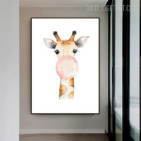Giraffe Head Animal Watercolor Painting Image Canvas Print for Room Wall Decor
