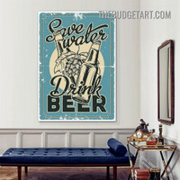 Drink Beer Quotes Vintage Poster Painting Picture Canvas Wall Art Prints for Room Equipment