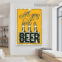 Beer Bottles Vintage Poster Painting Picture Canvas Art Print for Room Wall Molding