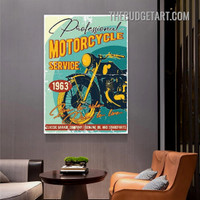 Motorcycle Typography Vintage Poster Painting Picture Canvas Art Print for Room Wall Equipment