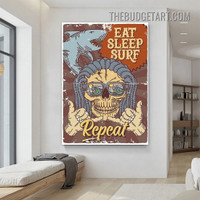 Skull Vintage Poster Painting Picture Canvas Art Print for Room Wall Drape