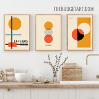 Bauhaus Exhibition Typography Vintage Painting 3 Panel Canvas Wall Art Prints for Room Garniture