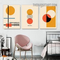 Bauhaus Exhibition Typography Vintage Painting Picture 3 Piece Canvas Art Prints for Room Wall Finery