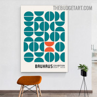 Half Circles Bauhaus Typography Abstract Geometric Modern Painting Picture Canvas Wall Art Print for Room Molding