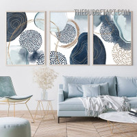 Dots Stains Abstract Watercolor Modern Painting Picture 3 Panel Canvas Wall Art Prints for Room Garnish