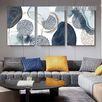 Dots Stains Watercolor Modern Painting Picture 3 Piece Abstract Canvas Wall Art Prints for Room Outfit