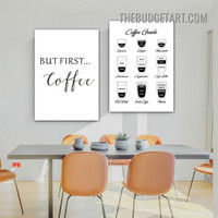 Coffee Guide Typography Modern Painting Picture 2 Piece Canvas Wall Art Prints for Room Ornament