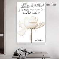 Flower Fragrance Typography Modern Painting Picture Floral Canvas Print for Room Wall Illumination