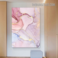 Golden Curved Smears Marble Abstract Painting Picture Modern Canvas Art Print for Room Wall Molding