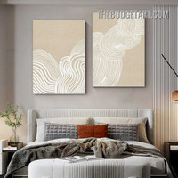 Winding Lines Smears Modern Painting Picture 2 Piece Abstract Canvas Wall Art Prints for Room Outfit