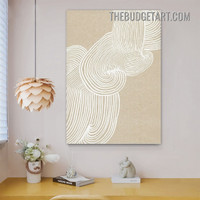 Meandering Lines Stains Abstract Modern Painting Picture Canvas Art Print for Room Wall Drape