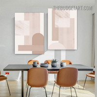 Rectangles Square Abstract Geometric Modern Painting Picture 2 Piece Canvas Wall Art Prints for Room Garnish