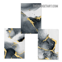 Golden Stains Nordic Abstract Modern Painting Picture 3 Panel Canvas Wall Art Prints for Room Finery