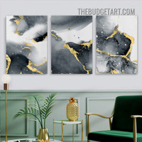 Golden Stains Nordic Abstract Modern Painting Picture 3 Piece Canvas Wall Art Prints for Room Garniture