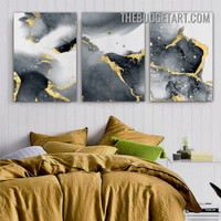 Golden Stains Nordic Abstract Modern Painting Picture 3 Piece Canvas Wall Art Prints for Room Garnish